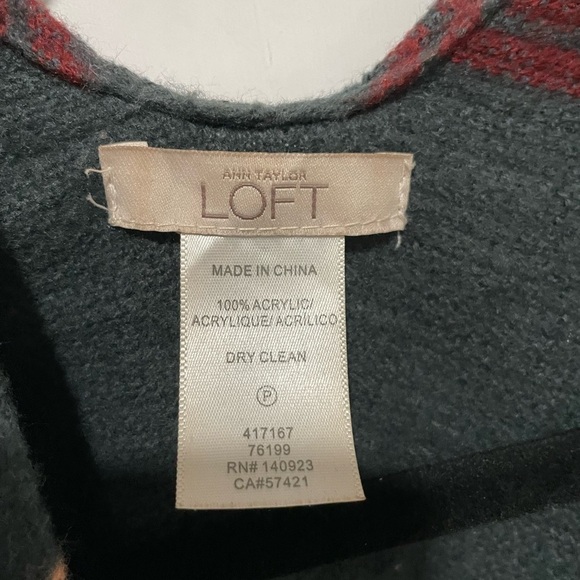 Loft green plaid poncho cardigan 649 - Picture 2 of 4